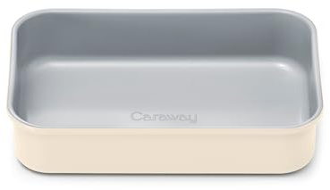 Caraway Nonstick 9” x 6.5” Small Rectangle Baking Pan – Non-Toxic, PTFE & PFOA Free – Aluminized Steel Core – Deep Ceramic Baking Pan for Casseroles, Lasagna & More - Cream