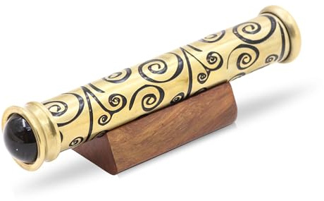 YVCrafts Handgefertigtes Messing-Teleidoskop im Vintage-Stil, Kaleidoskop für Erwachsene, entdecken Sie endlose Farbe mit hölzernem Präsentationsständer - Ein einzigartiges Geschenk für Sohn, Tochter