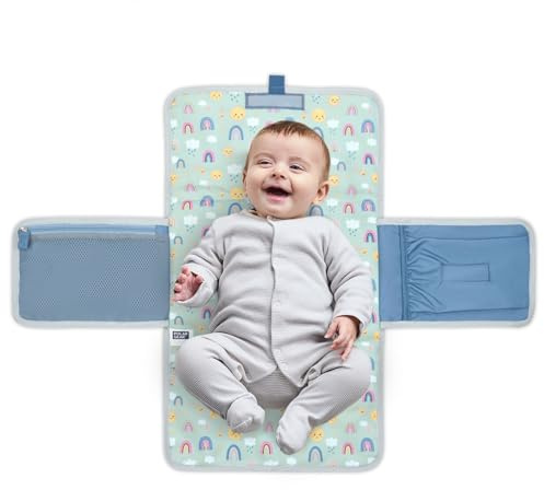 Polar Gear Portable Baby Changing Mat with Winged Pockets for Wipes and Nappies | Machine Washable Travel Changing Mat with Front Storage Pocket Buggy Handle & Clip | New Born Baby Essentials