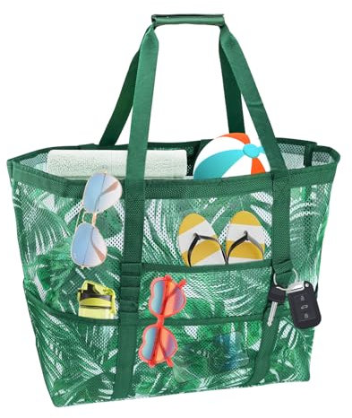 Trukafie Borsa Mare, Grande Borsa da Spiaggia Donna XXL Pieghevole per Spiaggia, Viaggi, Palestra, Shopping, Vacanze, Piscina, Verde