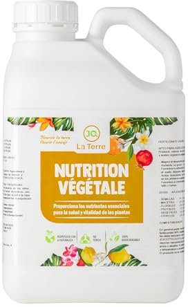 JQ LA TERRE ®, HIERRO PARA PLANTAS DE 5 LITROS Hierro liquido para plantas. Abono Hierro, Corrector de Carencias de hierro. Reverdeciente, anti clorosis ferrica