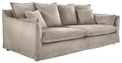 Riess Ambiente Großes 3-Sitzer Sofa Heaven - 200cm - Greige - Cord Federkern Hussensofa