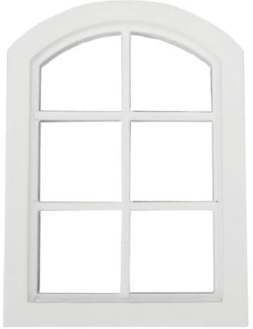 HONITANO Miniatur Puppenhaus Fenster Modell Weißes Rundes Fach Holzfenster DIY Möbel Zubehör Bruchsicher Realistische Nachbildung Geeignet für Kleine Hausdekoration