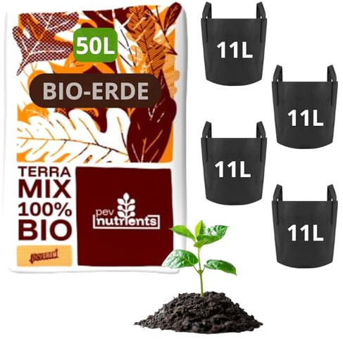 Bio Grow Erde 100% für Pflanzen (50 Liter) | Blumenerde Zimmerpflanzen | Pflanzerde