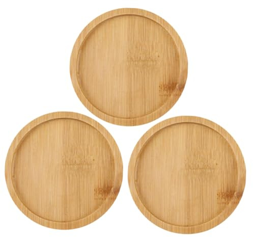 Veemoon 3 pièces Lot de Ronds pour Pots de Fleurs sous-soucoupes Bois Durables Multi-usages pour Plantes Intérieur et Extérieur