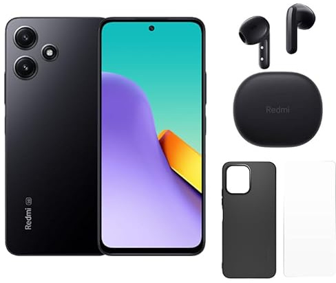 XIAOMI - Redmi 12 5G 4+128 Go Noir + Écouteurs Redmi Buds 4 Lite - Pack Smartphone + Coque + Verre Trempé - Écran 6,79’’ - Batterie Longue Durée 5000 mAh