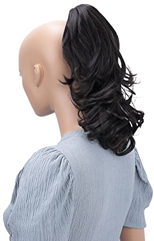 CAISHA 35cm Haarteil Helena Zopf Haarverlängerung mit Butterflyklammer Voluminös Gewellt Dunkelbraun H62