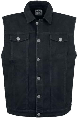 Black Premium by EMP Herren ärmellose schwarze Jeansweste mit Hemdkragen 3XL