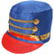 LADIES MAJORETTE HAT - TALL BLUE HAT WITH RED BRIM AND GOLD DETAILING - ADULTS TOY SOLDIER HAT WITH BUTTONS NUT CRACKER CHEERLEADER FANCY DRESS ACCESSORY (ONE SIZE)