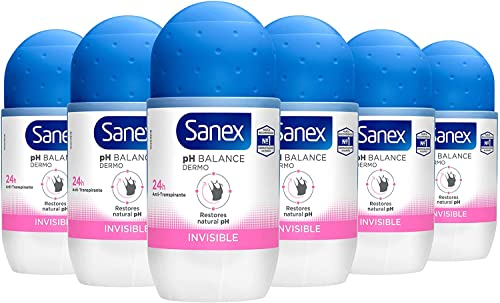 SANEX Deo Roll-on Women Dermo Invisible für alle Hauttypen - 6er Pack (6 x 50 ml)