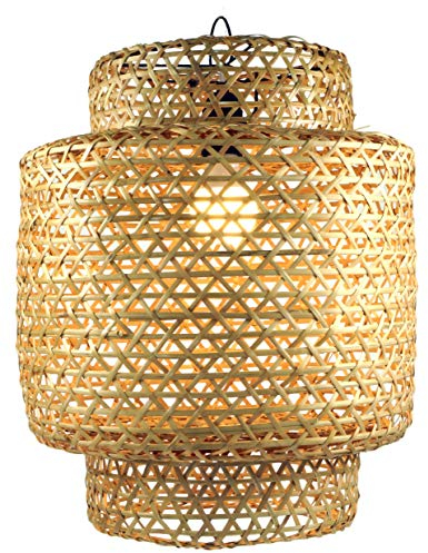 GURU SHOP Deckenlampe/Deckenleuchte, in Bali Handgemacht aus Naturmaterial, Bambus - Modell Royan, 44x36x36 cm, Hängeleuchten aus Natürlichen Materialien