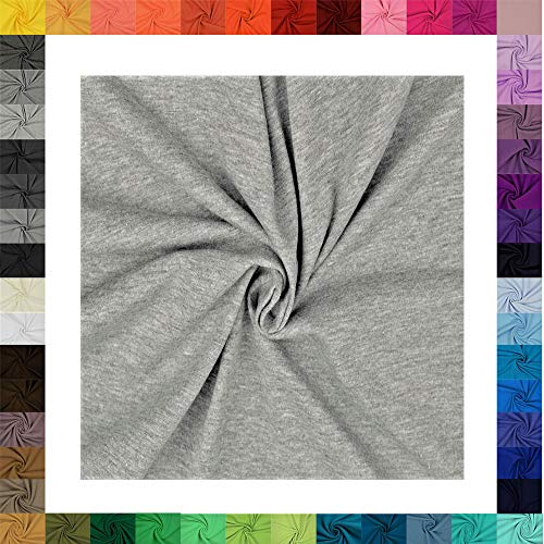 Jersey Baumwolljersey Uni Meterware, 220g/m², Öko-Tex Standard 100, 0,5 m, Stoffe, 330g/lfm (Hell meliert 3002)