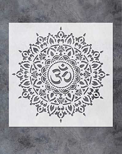 GSS Designs Om Mandala Stencil Template (12x12 Inch) - Painting Stencil for Wood Wall Furniture Floor Tiles Fabric (SL-063)