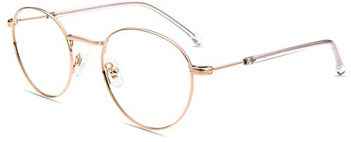 Firmoo Blaulichtfilter Brille ohne Sehstärke für Damen Herren, Anti Blaulicht Computer Brille PC Brille gegen Augen-/Kopfschmerzen (49-22-145(Schmal), Gold)