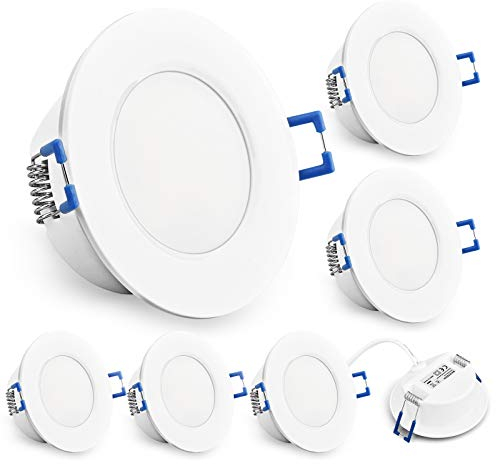 KYOTECH LED Einbaustrahler Ultra Flach 230V IP44 6W Warmweiß 3000K 500LM Badeinbaustrahler Einbauspot Wasserdicht LED Einbauleuchte IP44 für Badezimmer Küche spot led 6er Set