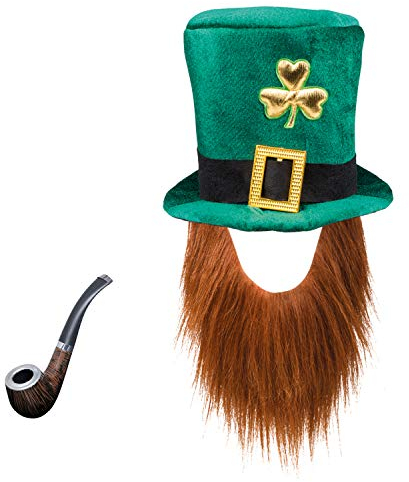 com-four® Leprechaun, Kobold Kostüme zum St. Patricks Day - Outfits und Accessoires für das grüne, irische Fest - Für Fasching, Fastnacht, Karneval, Parade, Motto-Party, Irish Pub (02-teilig - Set07)
