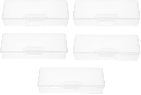 Lurrose 5pcs Clear Storage Box Nail Art Pens Nail Brush Container Case Manicure Nail Tools Storage Box White