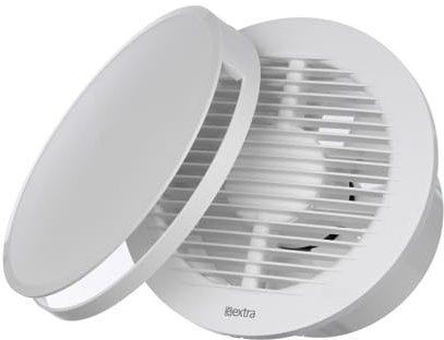 EUROPLAST Diameter 150mm Bathroom Extractor Fan with Timer and Humidistat Round - 6 inch Extractor Fan Bathroom Humidity Sensor with a Front Panel - White Ceiling and Wall Mounted Fan