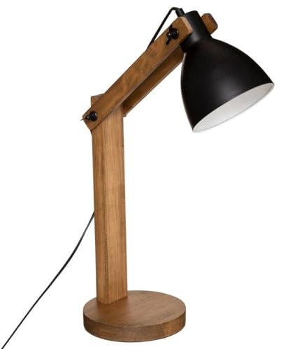 Atmosphera - Lampe arc Cuba noire - métal et bois H56 cm