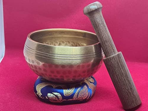 Master Healing Singing Bowl, Meditation Bowl, Nepalese Handmade Bowls with Cushion and Stick (9 cm)
