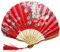 1SourceTek Silk Hand Held Folding Fans 8.27 inches (21cm) Women Hand Held Folding Fans With a Fabric Sleeve Protection for Gifts - Chinese Retro Style (Red)