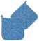 Lashuma Topf Untersetzer Set, 2X Topflappen blau Kornblumen Motiv, Topfhalter Baumwolle 20x20 cm