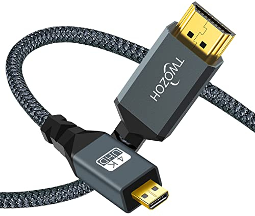 Twozoh Micro HDMI auf HDMI Kabel lang 7,5M, High-Speed HDMI auf Micro HDMI geflochtene Schnur Unterstützung 3D 4K/60Hz 1080p