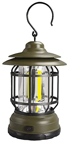 Bulbright Linterna LED de camping, linterna LED vintage, linterna portátil para habitación interior, jardín, camping, patio, porche (verde), negro (CAMP1)