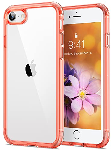 HOOMIL Cover per iPhone SE 3/2 (2020/2022)/iPhone 8/7 4,7 Pollici, Custodia Anti-Ingiallimento, Antiurto e Anti-Graffi, Retro Rigida Trasparente - Corallo