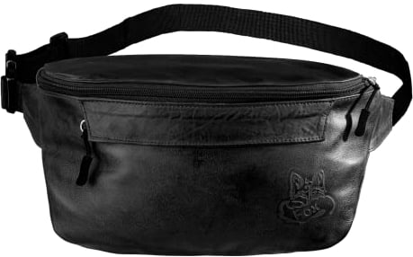 Black Forest Fox Leder Hüft Gürtel Bauch + Beintasche Herren Damen in 3 Varianten (Cross Bauchtasche, Schwarz)