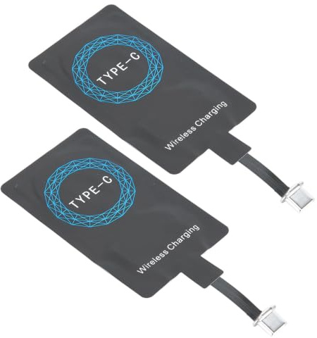 2 Unidades Receptor de Carga Inalámbrica Micro USB C Tipo-C Cargador Inalámbrico Adhesivo Carga Receptor para Teléfono Móvil Receptor QI Adhesivo la Interfaz Tipo C Universal