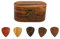 Plektrum-Box aus Holz Plektrum-Behälter mit 5 Tragbaren Plektren-Etui mit Glattem Aussehen