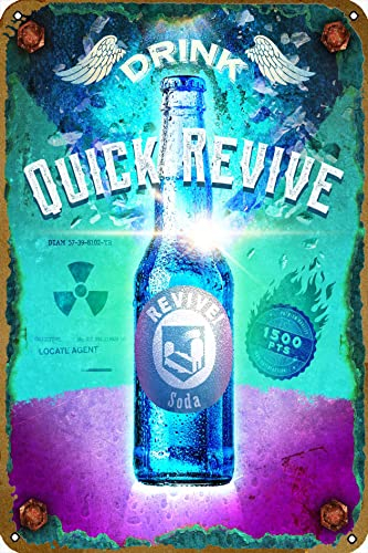 Quick Revive Poster Videospiel Metall-Blechschild Gaming Coole Wanddekoration Geschenke für Gamer 30,5 x 20,3 cm