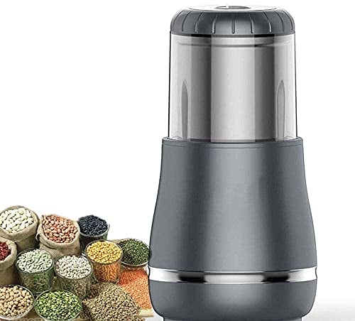 Grain Crusher 200g Electric Grain Coffee Bean Grinder, Premium Stainless Steel Mill Grinding Tool for Seeds, Spice, Herbs, Nuts Other Dry and Wet Fast Grind Ingredients with Cleaning Brush,Black grin