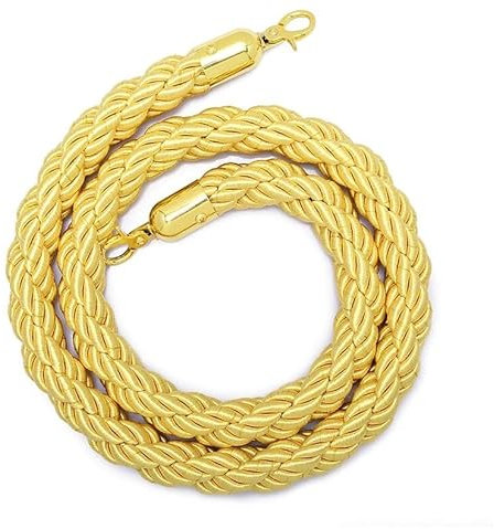 CHUXIBA Absperrseil mit goldenen karabinerhaken Hanfseil (Ø32 mm) 1-5m personenleitsystem absperrband absperrkordel crowd control rope/Gold/1m