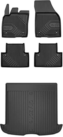 FROGUM EIN Satz Gummimatten Auto Fußmatten und Kofferraumwanne Kofferraummatte für Volvo V50 2004-2012 | Hohe Kante | Robust und langlebig
