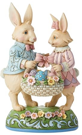 Enesco Jim Shore Heartwood Creek Osterhasen-Paar mit Korb, 21 cm, mehrfarbig