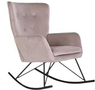 Home ESPRIT Fauteuil à Bascule Noir Rose Polyester métal 68 x 90 x 92 cm