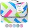 wometo eco-line nachhaltige Picknickdecke wasserdicht 200x200 100% recyceltes Fleece GRS Zertifiziert XXL Outdoor Campingdecke Stranddecke Grafik blau grün pink isoliert waschbar