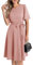 Bbonlinedress Sommerkleid Damen festliches Kleid midilang Cocktailkleid Kurzarm Abendkleider elegant für Hochzeit Vintage Party Kleider Blush L