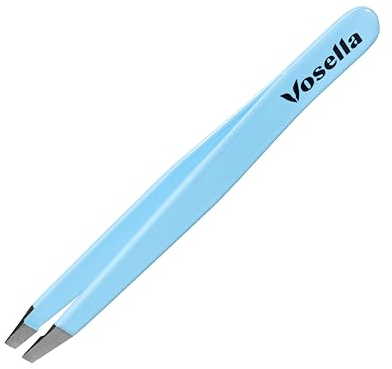 Vosella - Schräge Pinzette für Präzise Haarentfernung, Edelstahl, Made in Solingen - Blue Lagoon