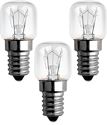 SCNNC E14 Oven Bulb Dimmable 120LM Warm White 2300K, Oven Light Bulb 300 Degree Heat Resistant, T22 E14 Oven Bulbs for Himalayan Salt Lamp Microwave Oven Fridge, Pack of 3