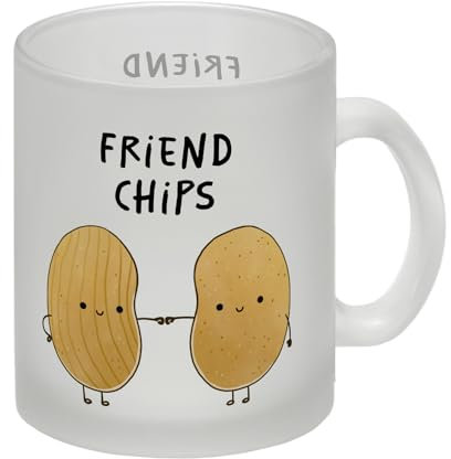 Chips Freundschaft Glas Tasse mit Spruch Friendchips Beste Bro Bruder Tasse BFF Forever Ideal Filmabend Geschenk