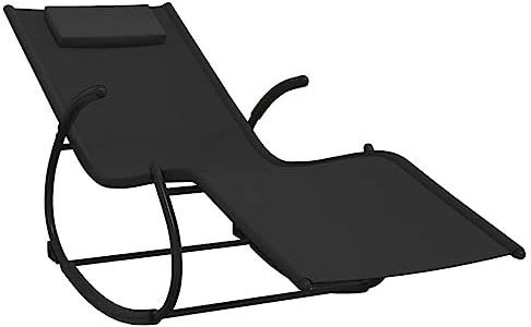 Kangmusi Schaukelliege Schwarz Stahl und Textilene,318112