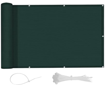 LOVE STORY Brise Vue Balcon 90x800cm Imperméable Cache Vue Balcon | Opaque,Protection UV,aux Contre Vent avec Trous et Serre Câbles pour Exterieur Terrasse,Vert foncé