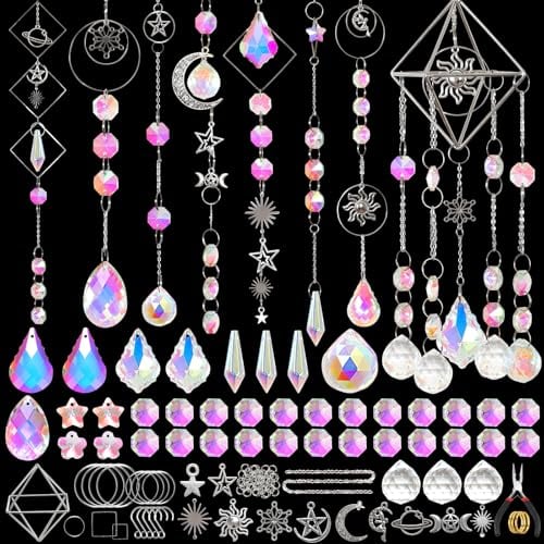 ASTNIC 330 acchiappasole in cristallo, kit fai da te per adulti, con ciondoli a forma di sole, luna, per finestre, giardini, decorazioni per interni ed esterni