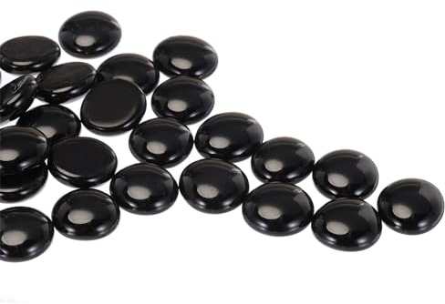 sourcing map Glass Beads,36pcs Flat Glass Gemstone Black 0.44lbs (0.67-0.87) Glass Marbles Pebbles for Vase Fillers Aquarium Decor DIY Craft