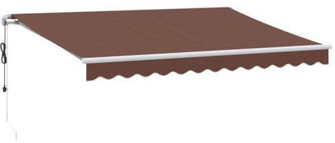 vidaXL Gelenkarmmarkise, Markise Ausziehbar Automatisch mit LED, Sonnenmarkise für Terrasse Balkon, Sonnenschutz Balkonmarkise Terrassenmarkise, Braun 350x250cm