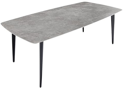 Riess Ambiente Design Esstisch Milano 160cm grau Keramik marmoriert Schwarze Metallbeine Esszimmertisch Küchentisch Konferenztisch Keramiktisch Esszimmer Tisch