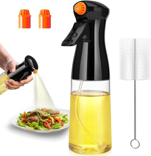 ztarraum Pulverizador Aceite Spray Aceite Cocina de 200 ml, Aceitera Spray de Oliva Premium con Pincel para Freír Aire, Barbacoa, Ensalada, Hornear, Asar Utensilios de Cocina